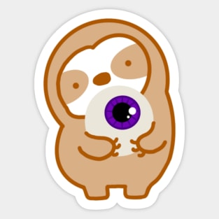 Cute Halloween Purple Eyeball Sloth Sticker